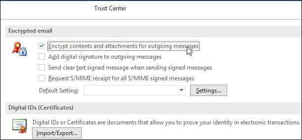Encrypt contents and attachments for the outgoing messages