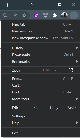 Double click on the Chrome icon and go to the three vertical dots