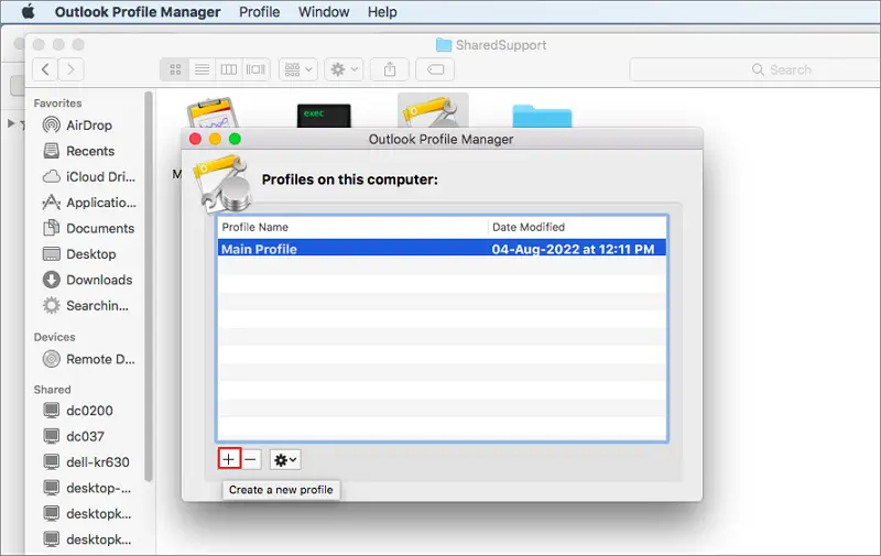 Click on create a new profile tab