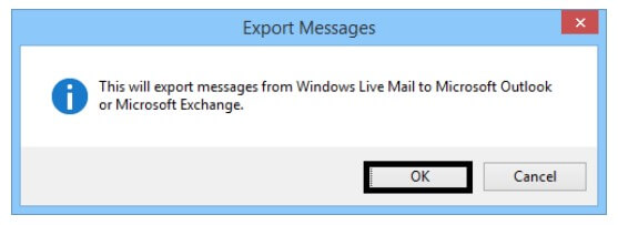 Export Messages pop-up