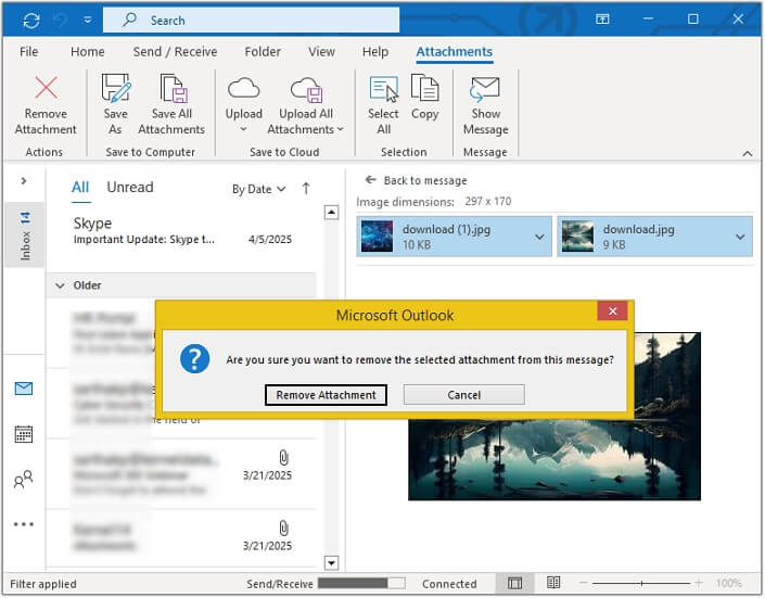 Microsoft Outlook dialog box