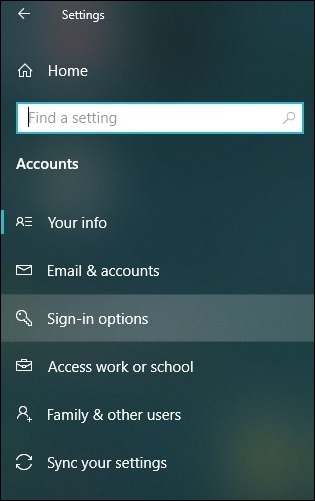 tap on the tab Sign-in options