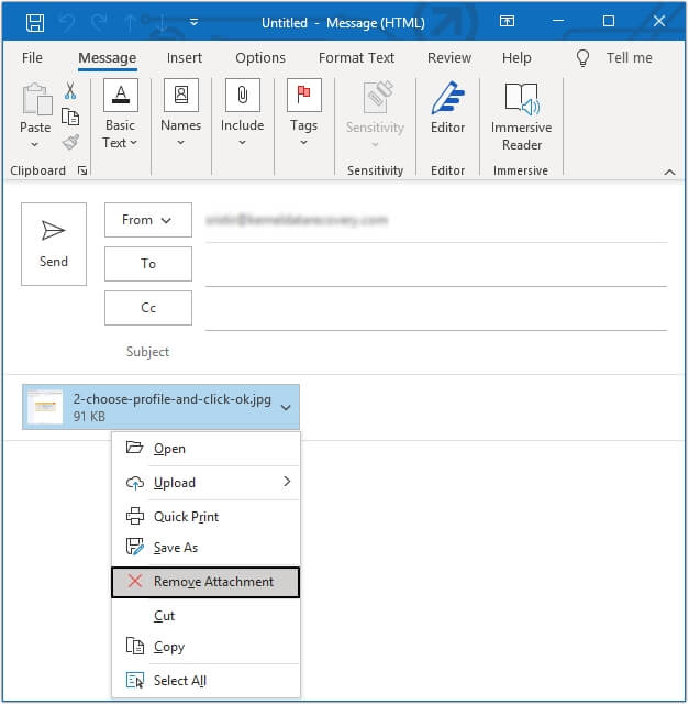 Select the Remove Attachment option.