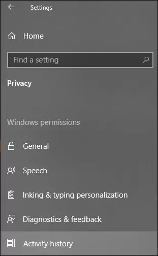 From the menu click on Activity History