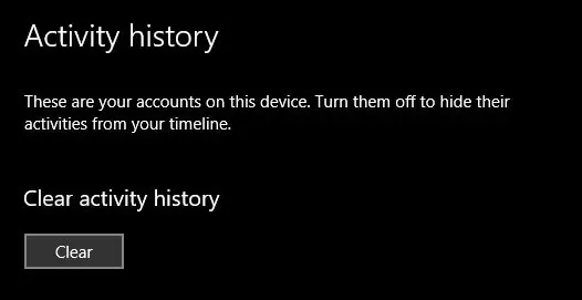click on Clear to delete the activity history in one go