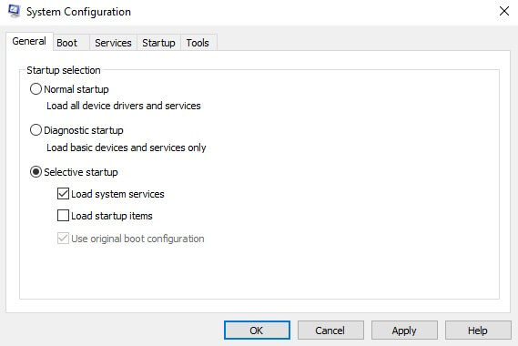 Load Startup times under Selective Startup