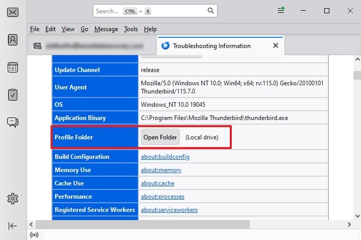 Click on the open Folder option from the Application Basics