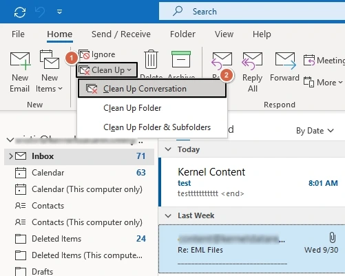 click on clean up and then clean up the conversation