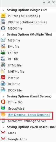 Select the option IBM Domino
