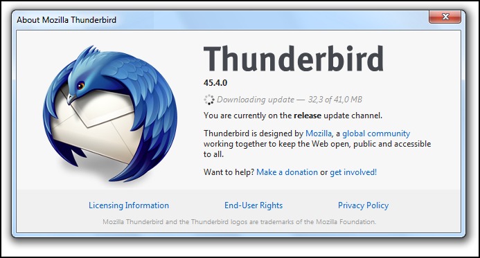 check for Thunderbird updates and download