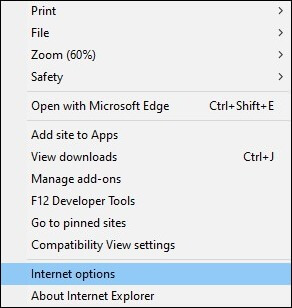 Click on Internet Options