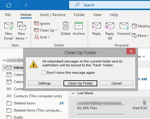 click clean up folder