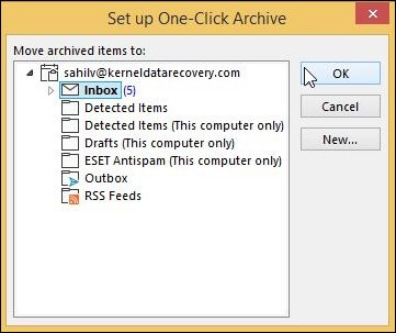 select a destination for your archive folder