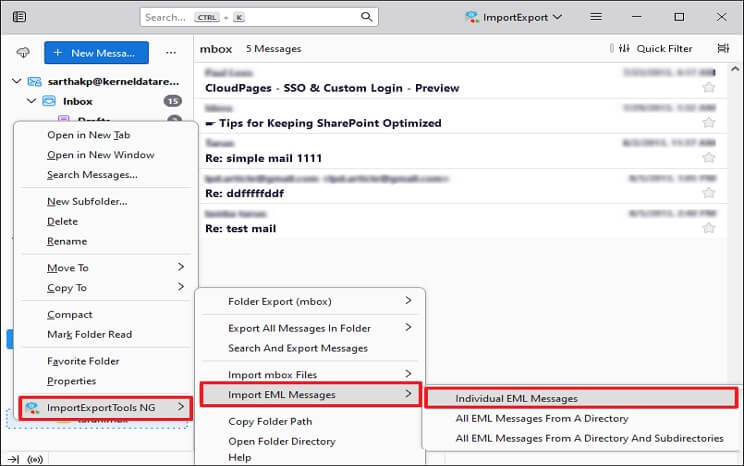 Click ImportExportTools NG option