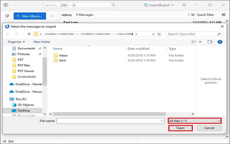 Change the file type to All Files in the File Explorer