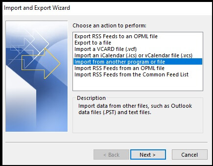 Import from another program or file