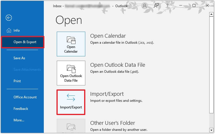 after drag and drop choose import export option