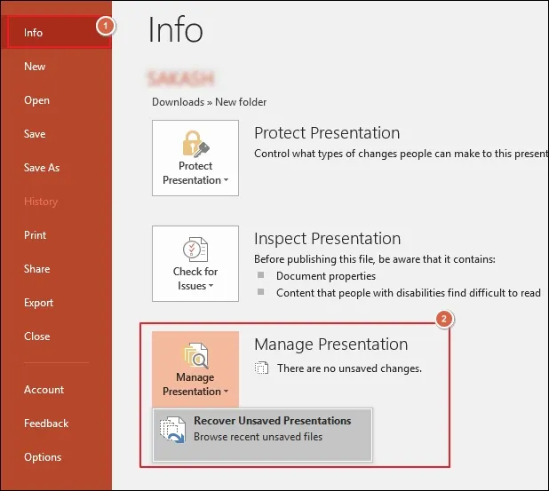 Recover Unsaved Presentations