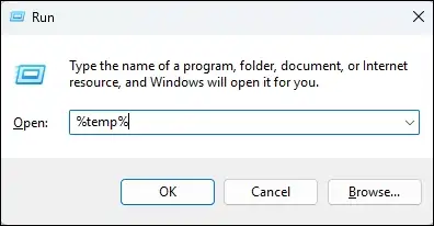 Access Run wizard and type temp