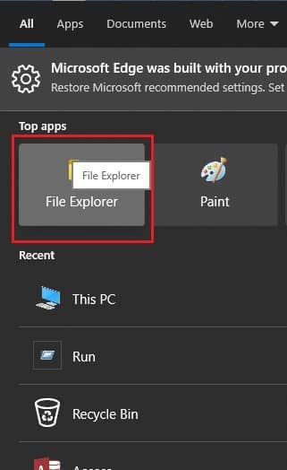 Go to File Explorer on the system
