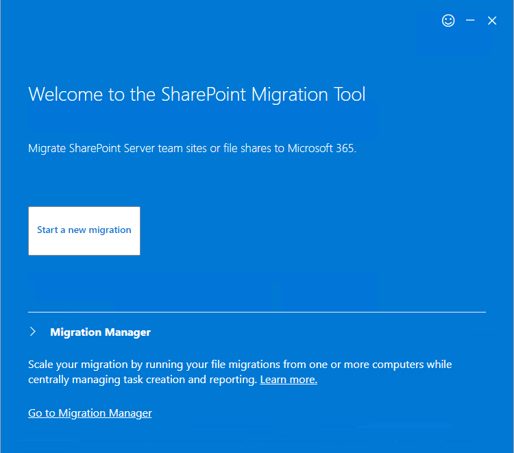 click the start a new migration option
