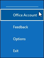 click on Office Account