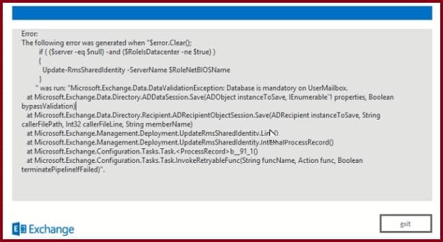 Exchange 2016 database is mandatory on usermailbox