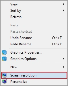 click on screen resolution