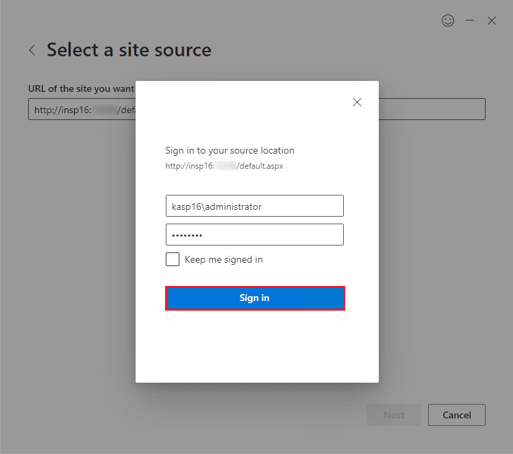 Click the sign-in option