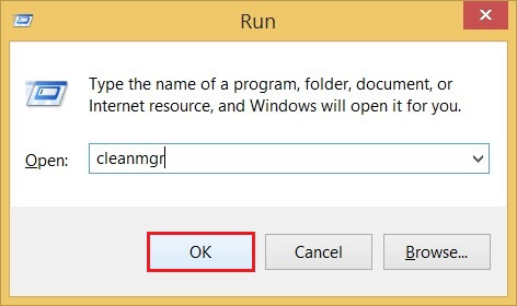 Type cleanmgr and click on OK