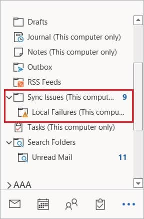 Sync Issues folder and Click on it