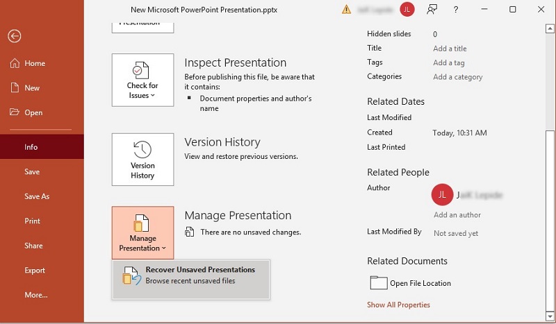 how to recover a previous version of a powerpoint presentation