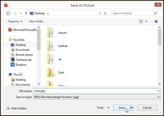 Name the image and save
