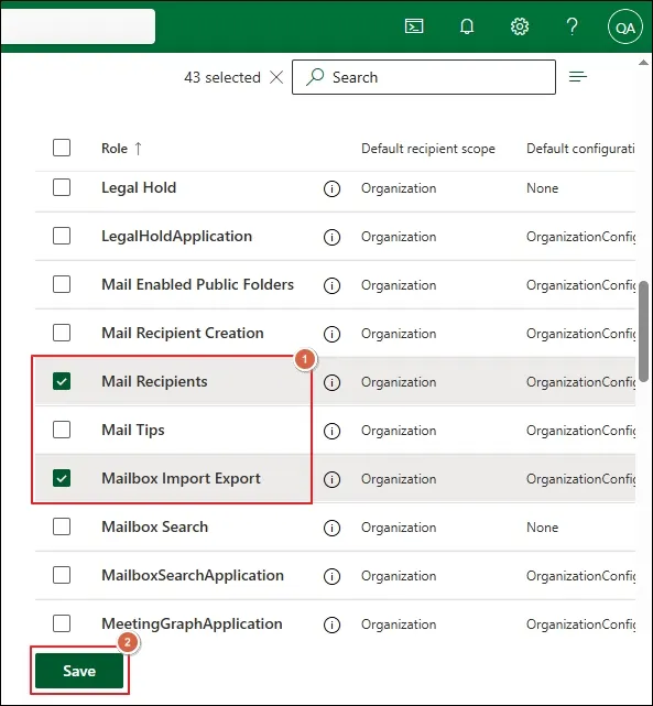Select permission and click on save