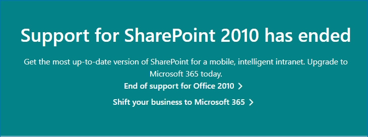 SharePoint 2010 support ends