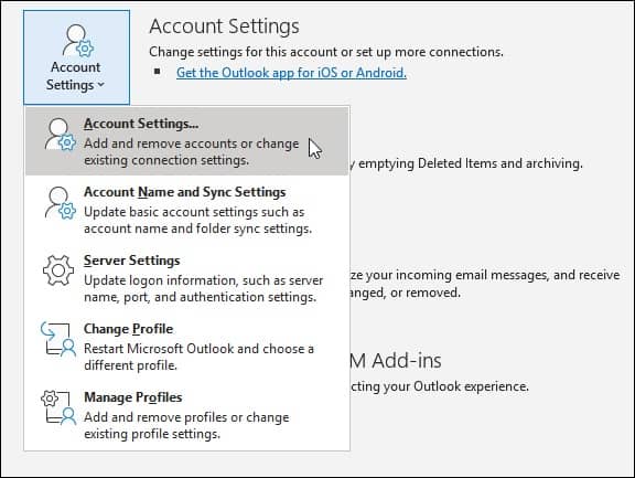 Click Account Settings