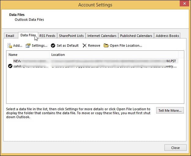 click the data file associated with your profile and click Open File Location