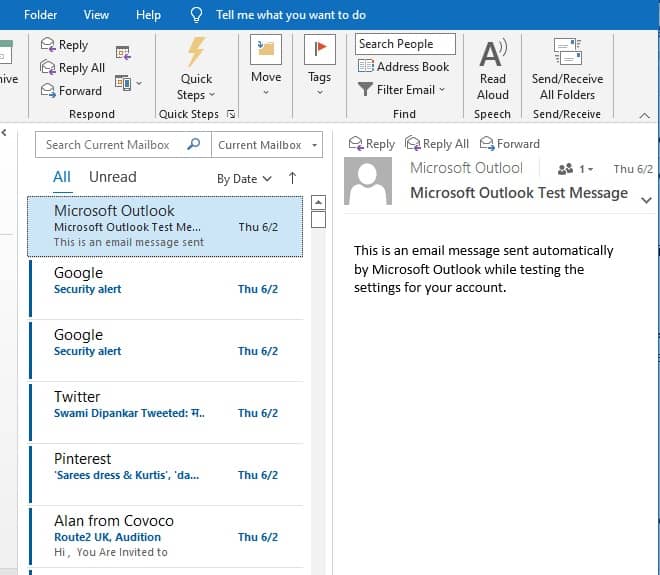 Open Outlook and find the message