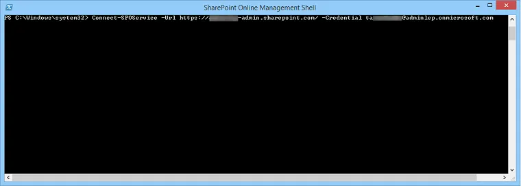 Replace the URL with Admin Center URL