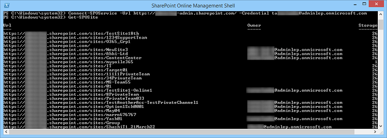 Get-SPOSite