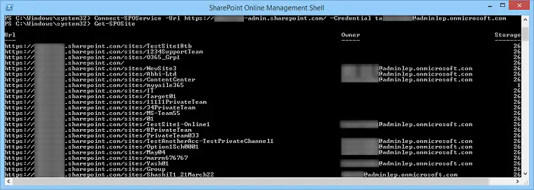 Run your SharePoint Online Management Shell cmdlets after getting connected
