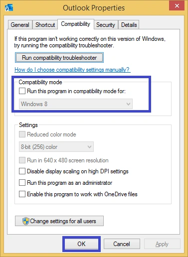Run this program in compatibility mode for