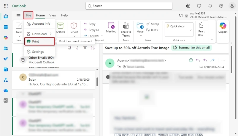 Save Office 365 Emails from OWA to Desktop