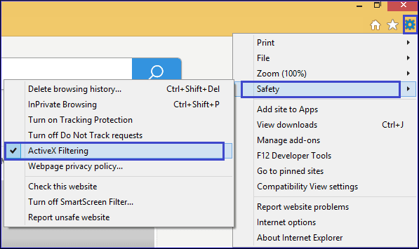activeX filtering option