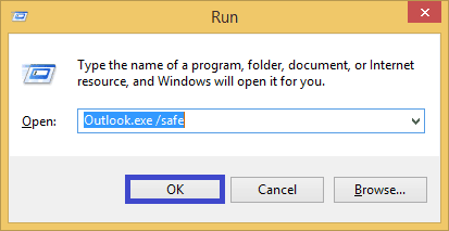 enter Outlook.exe safe and click OK