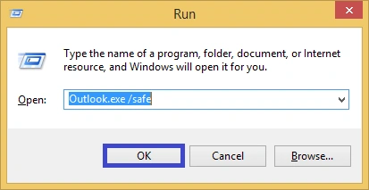 enter Outlook.exe /safe