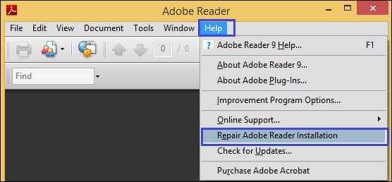 Repair Adobe Reader Installation