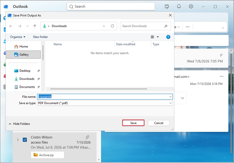name the file and save as pdf