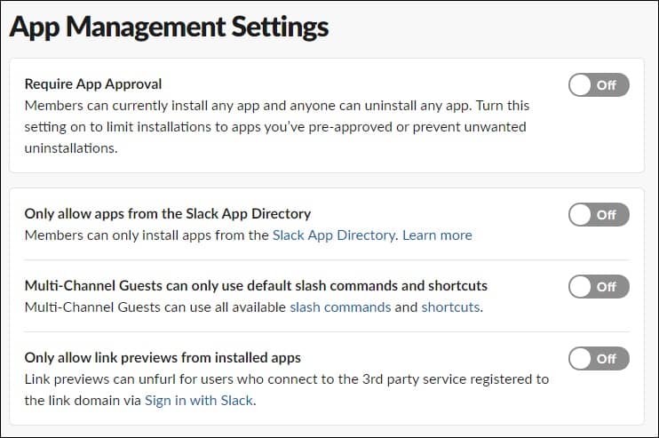 go to the App Management settings in Slack