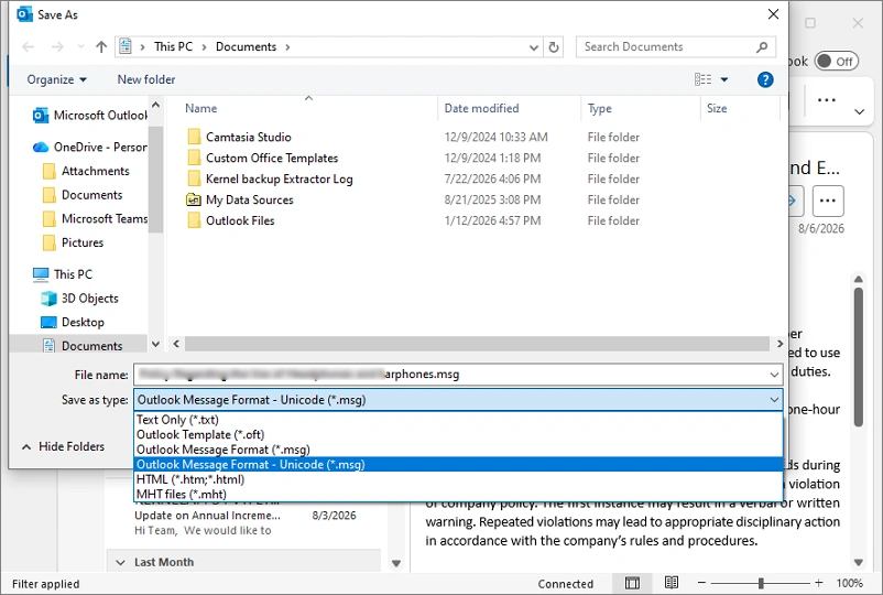 choose file format